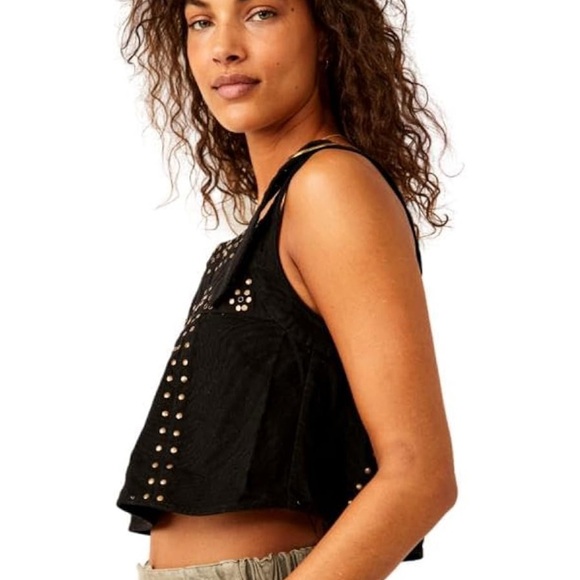 🖤 NWT Free People “Rikki” Studded Crop Top - Picture 3 of 8